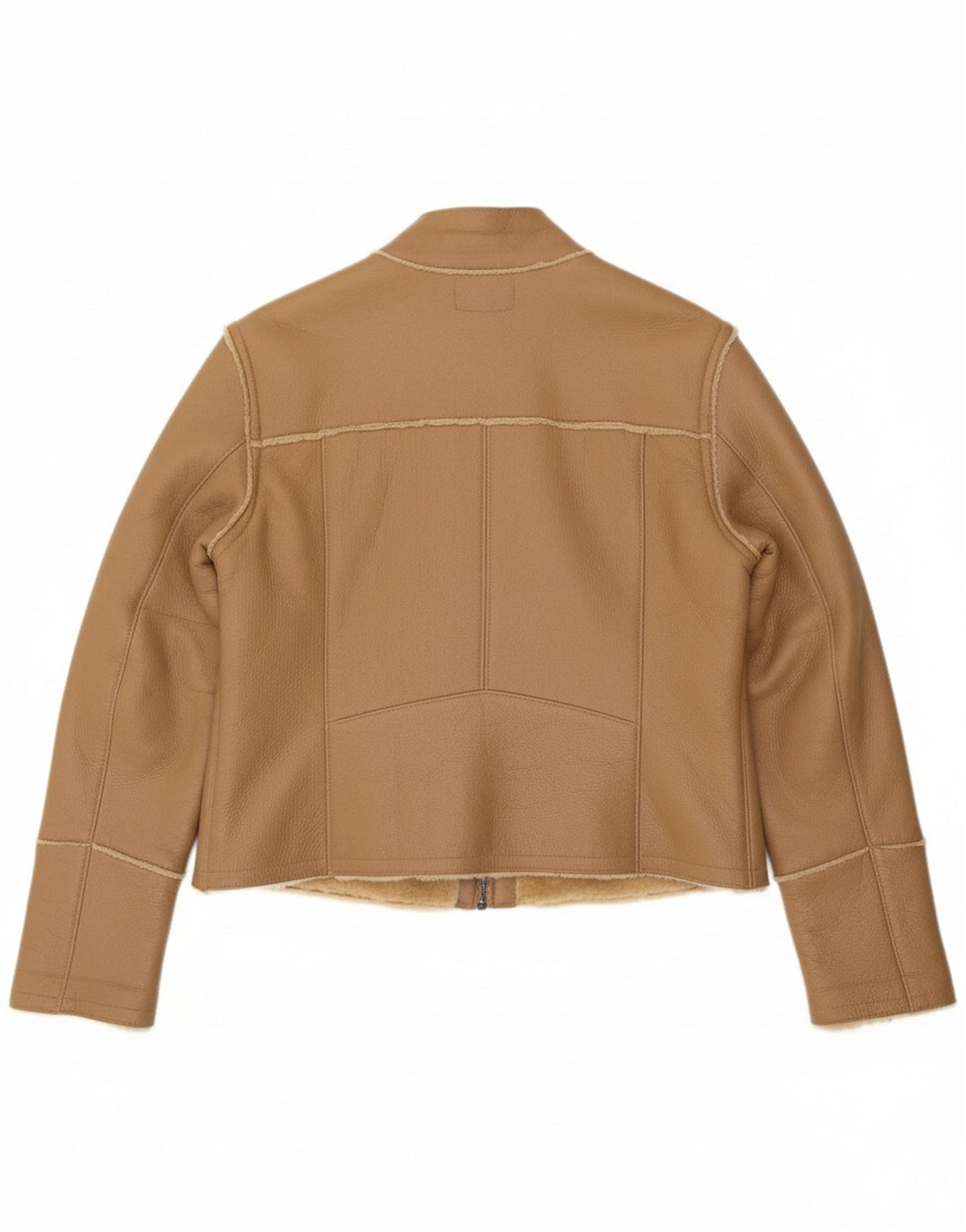 OFFSET Womens Bomber Shearling Jacket UK 14 Medium Beige Leather
