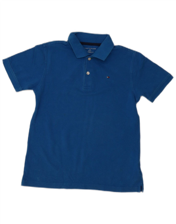 Tricou polo Tommy Hilfiger pentru baieti 8-9 ani bumbac albastru mediu