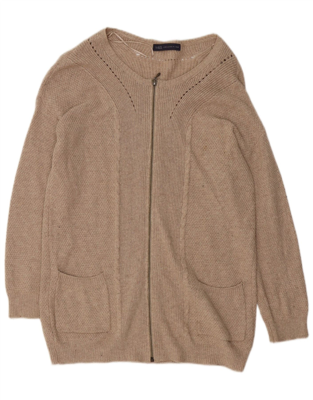 Pulover cardigan cu paragate supradimensionat pentru femei Marks & Spencer UK 8 Mic Bej