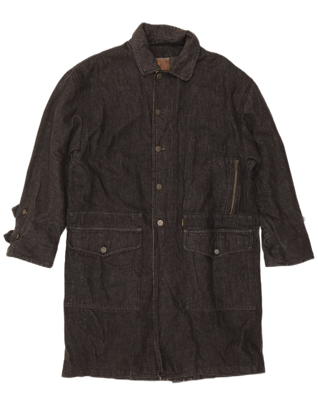 Palton Trussardi pentru bărbați din denim UK 40 mare bumbac bleumarin