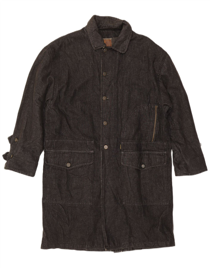 Palton Trussardi pentru bărbați din denim UK 40 mare bumbac bleumarin