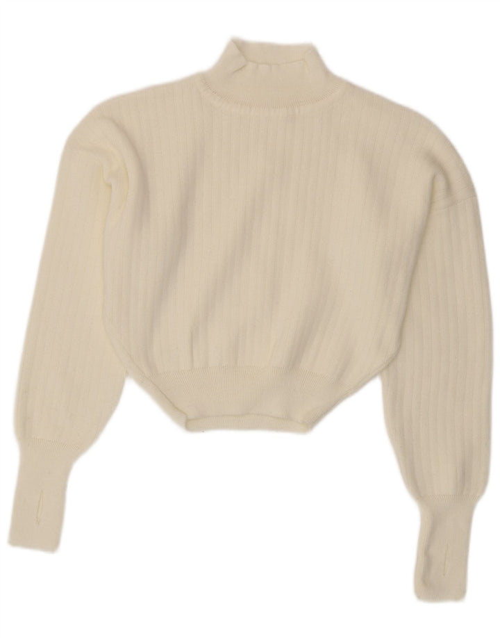 Pulover vintage pentru femei cu gât țestoasă și pulover UK 14 Medium White