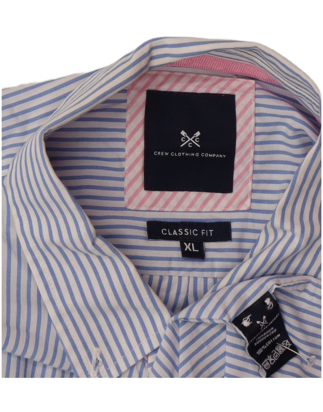 Crew Clothing Cămașă clasică pentru bărbați XL, bumbac cu dungi albastre