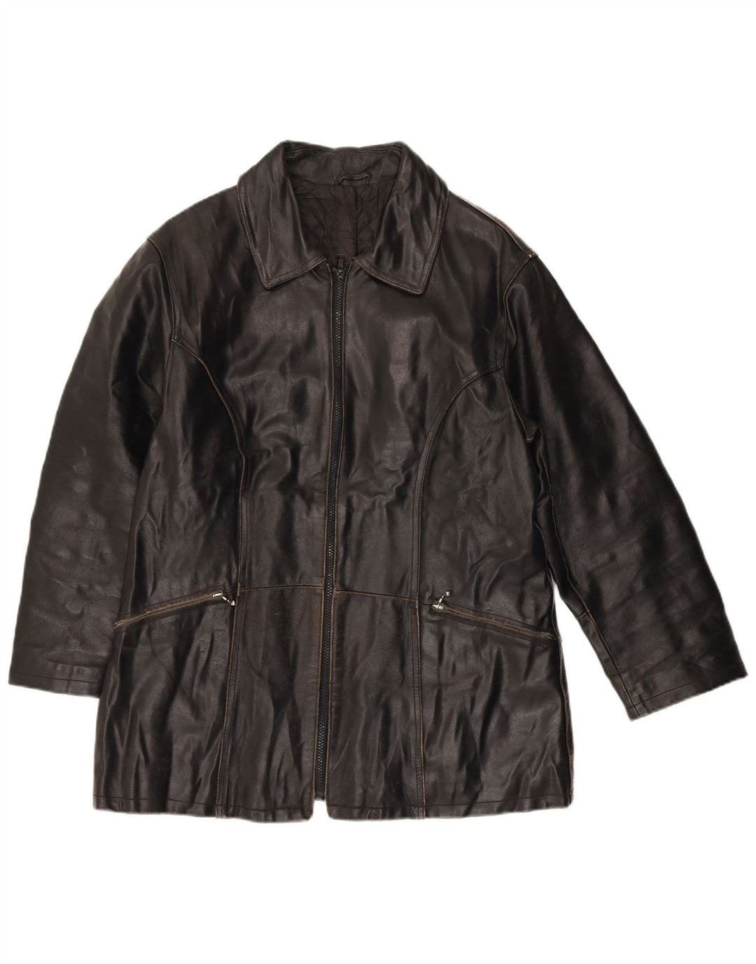 Jachetă de piele VINTAGE pentru femei IT 42 Medium Black Leather