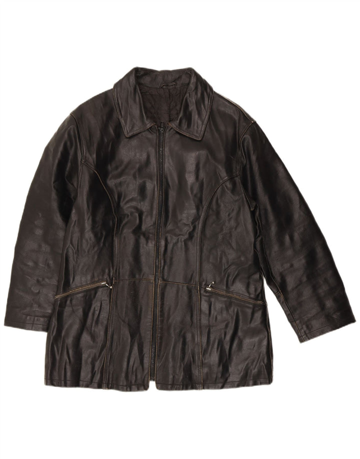 Jachetă de piele VINTAGE pentru femei IT 42 Medium Black Leather