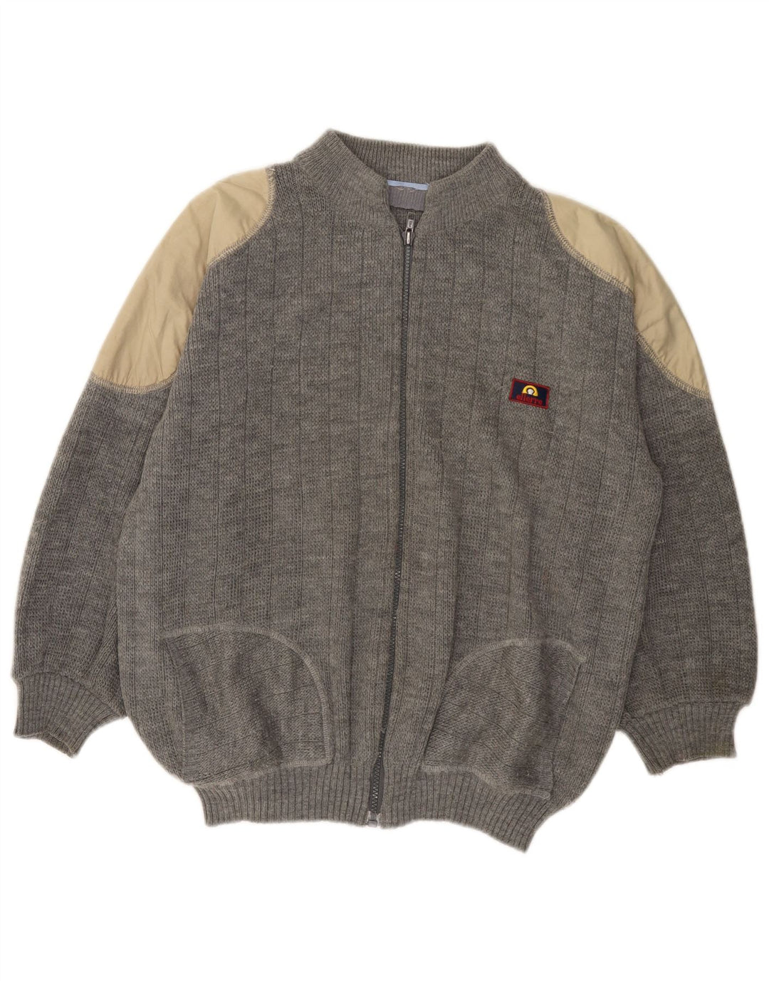 Pulover cardigan VINTAGE pentru femei UK 18 XL Gri Colorblock