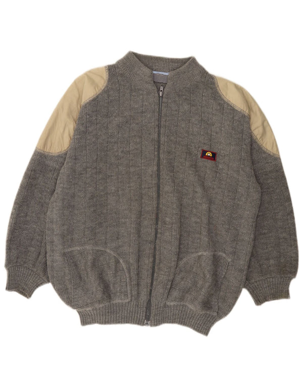 Pulover cardigan VINTAGE pentru femei UK 18 XL Gri Colorblock