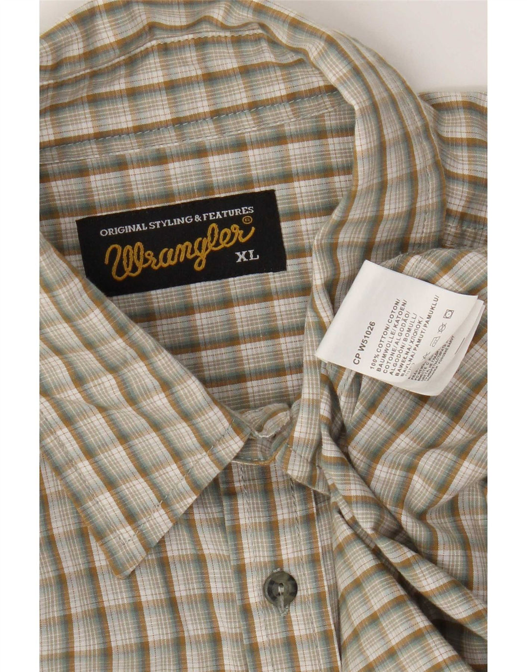 Cămașă pentru bărbați Wrangler XL, bej, bumbac cu carouri