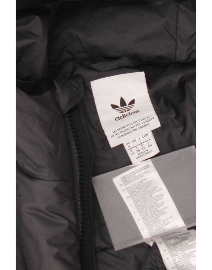 ADIDAS Womens Hooded Padded Jacket UK 8 Small Black Polyester