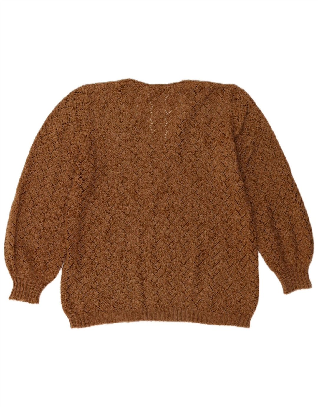 Pulover vintage pentru femei cu decolteu în V UK 14 maro mediu