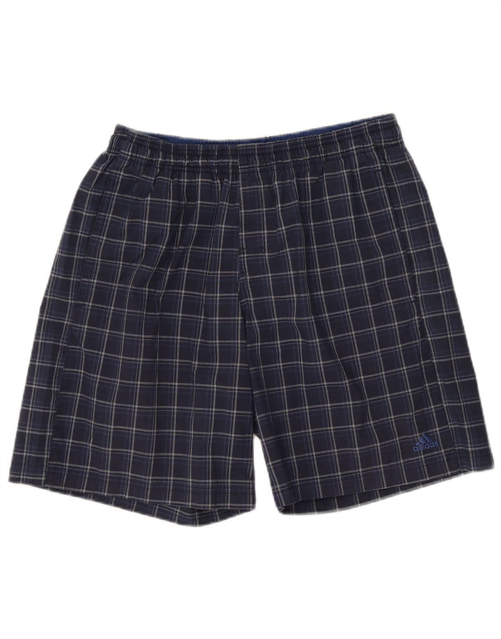 Pantaloni scurți de înot Adidas pentru bărbați, poliester cu carouri mari, albastre