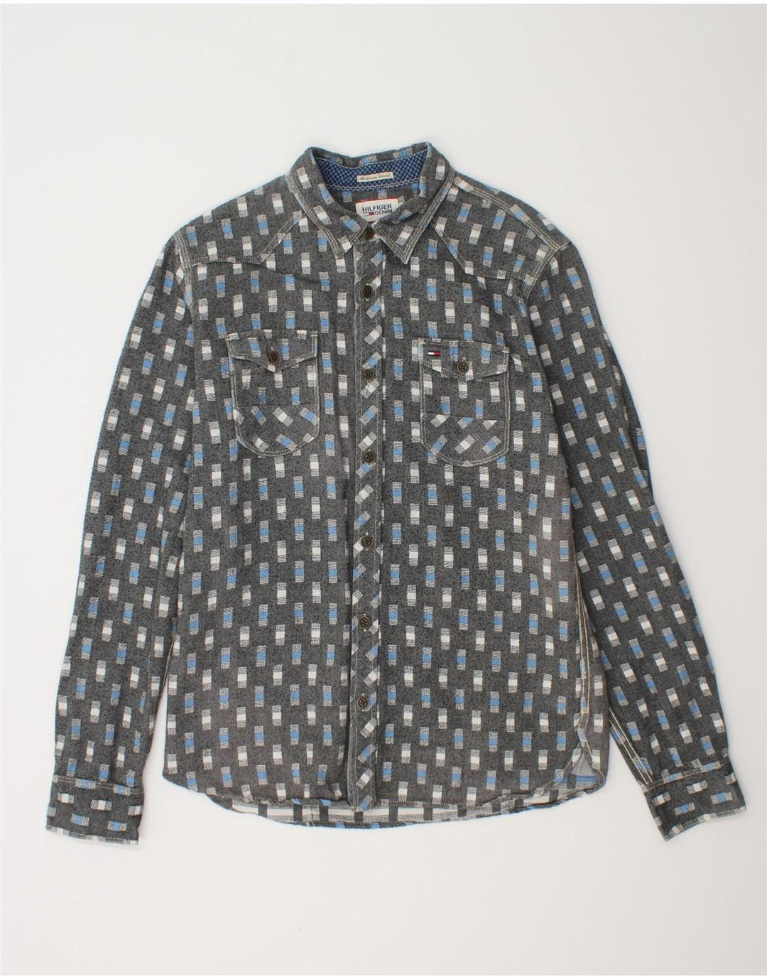 TOMMY HILFIGER Cămașă pentru bărbați, mare, gri, geometric, bumbac