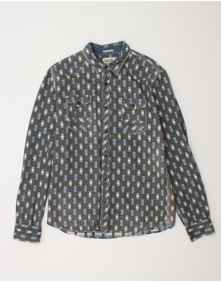 TOMMY HILFIGER Cămașă pentru bărbați, mare, gri, geometric, bumbac