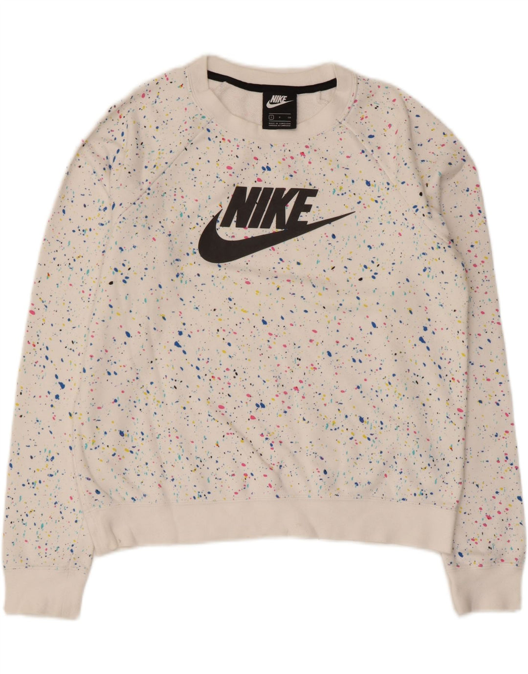 Pulover supradimensionat cu grafic Nike pentru femei UK 10 Small White Spotted