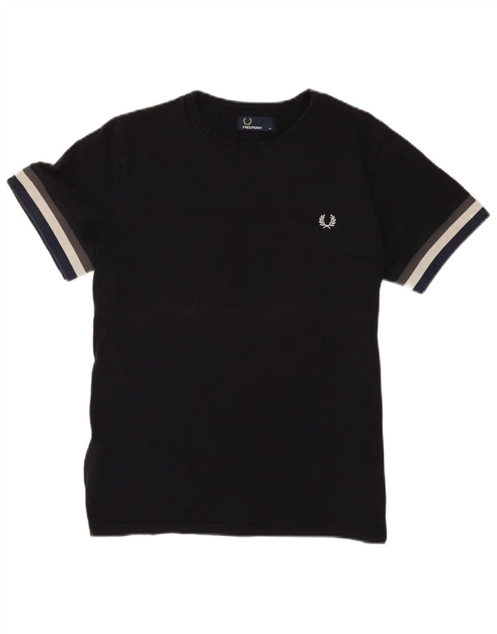 Tricou Fred Perry pentru bărbați Top mediu negru din bumbac color bloc