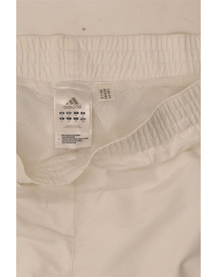 Pantaloni scurți sport Bermude Adidas pentru femei UK 14 Poliester alb mediu
