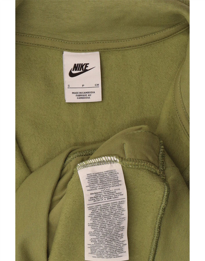 NIKE Mens Zip Neck Sweatshirt Jumper Small Green Cotton