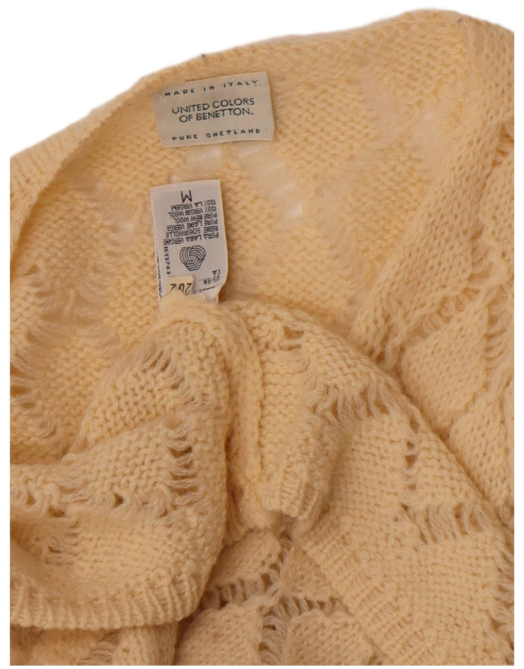 Pulover cardigan pentru femei Benetton UK 14 Medium Off White Argyle/Diamond