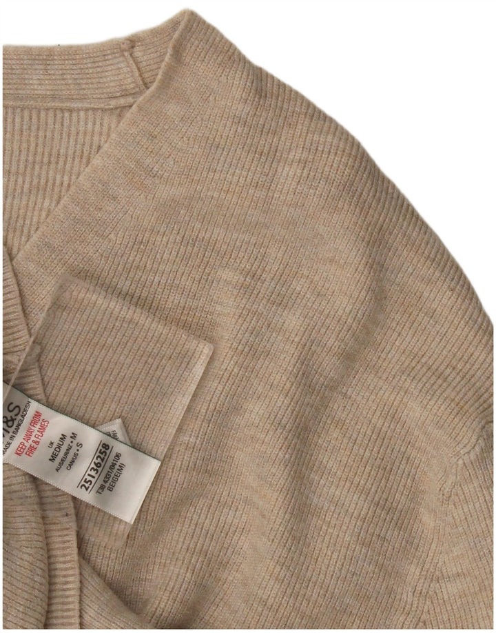 Pulover cu decolteu în V pentru femei Marks & Spencer UK 14 Medium Bej Viscoză