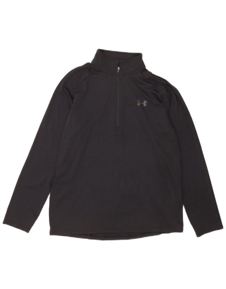 Top de trening Under Armour pentru bărbați Heat Gear cu fermoar și gât, negru mediu