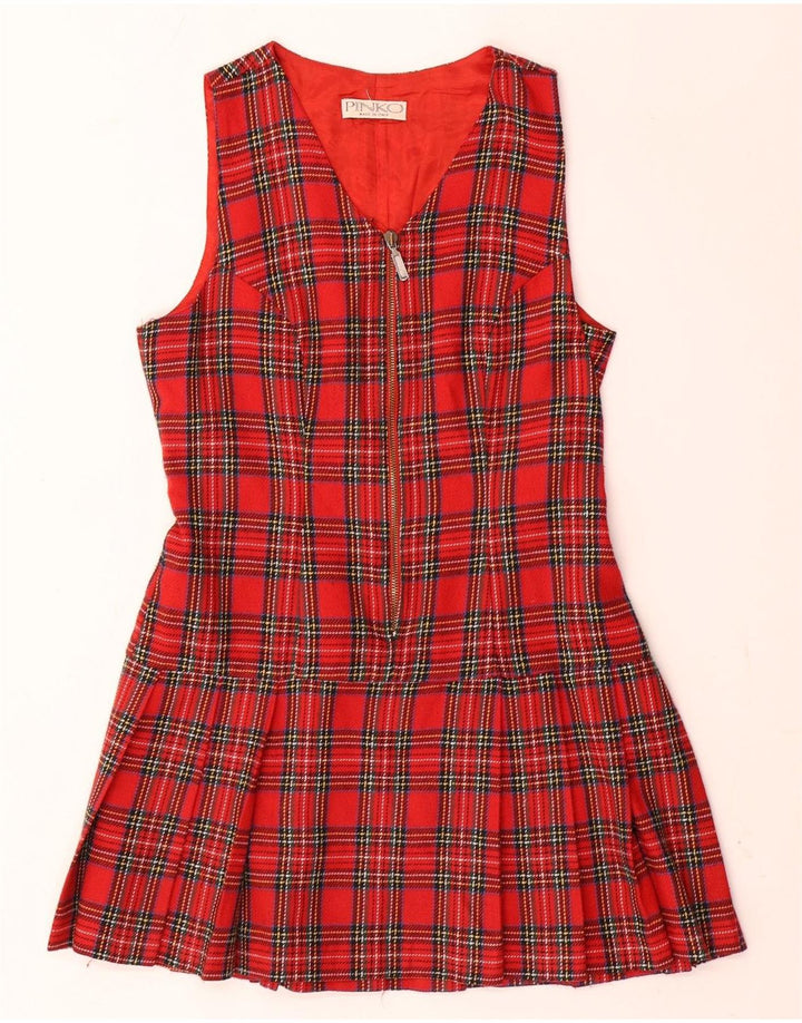 Rochie A-Line fără mâneci Pinko pentru femei UK 12 Medium Red Check