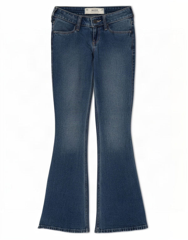 Hollister Womens Super Low Flared Jeans US 00 2XS W23 L31 Blue Cotton
