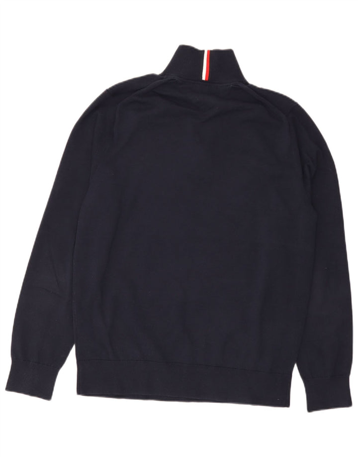 Pulover pentru bărbați Tommy Hilfiger, cu fermoar, cu gât, bumbac mediu albastru bleumarin