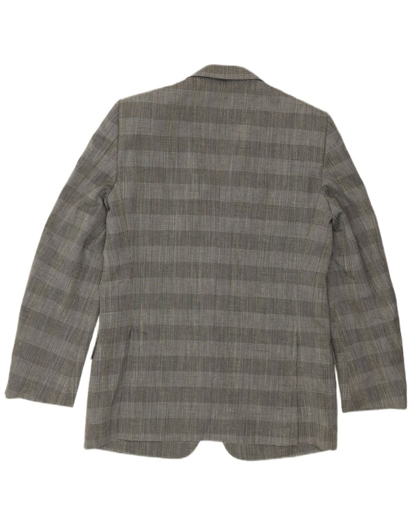 Facis Mens 2 Button Blazer Jacket IT 52 XL Grey Houndstooth Polyester