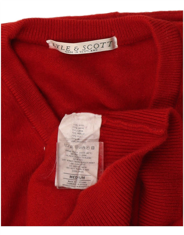 Pulover cu decolteu în V Lyle & Scott pentru bărbați, lână roșie medie