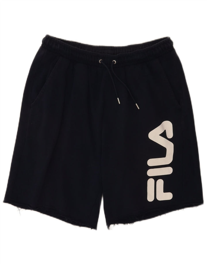 Pantaloni scurți de sport cu grafică Fila pentru bărbați, bumbac mediu albastru bleumarin