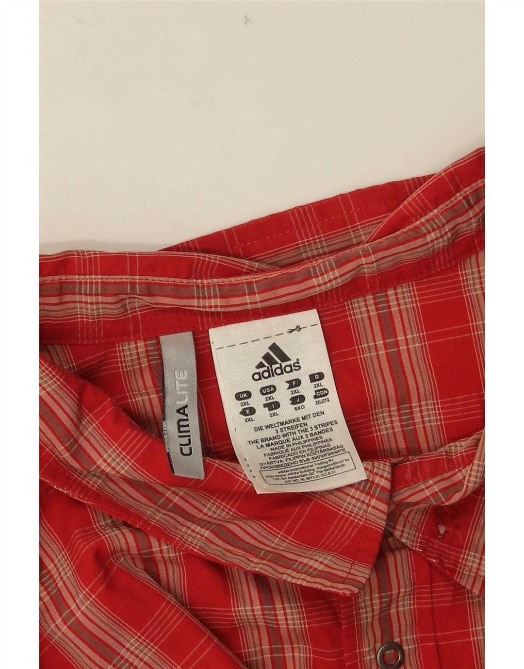 Cămașă cu mânecă scurtă pentru bărbați Adidas Climalite 2XL poliamidă cu carouri roșii