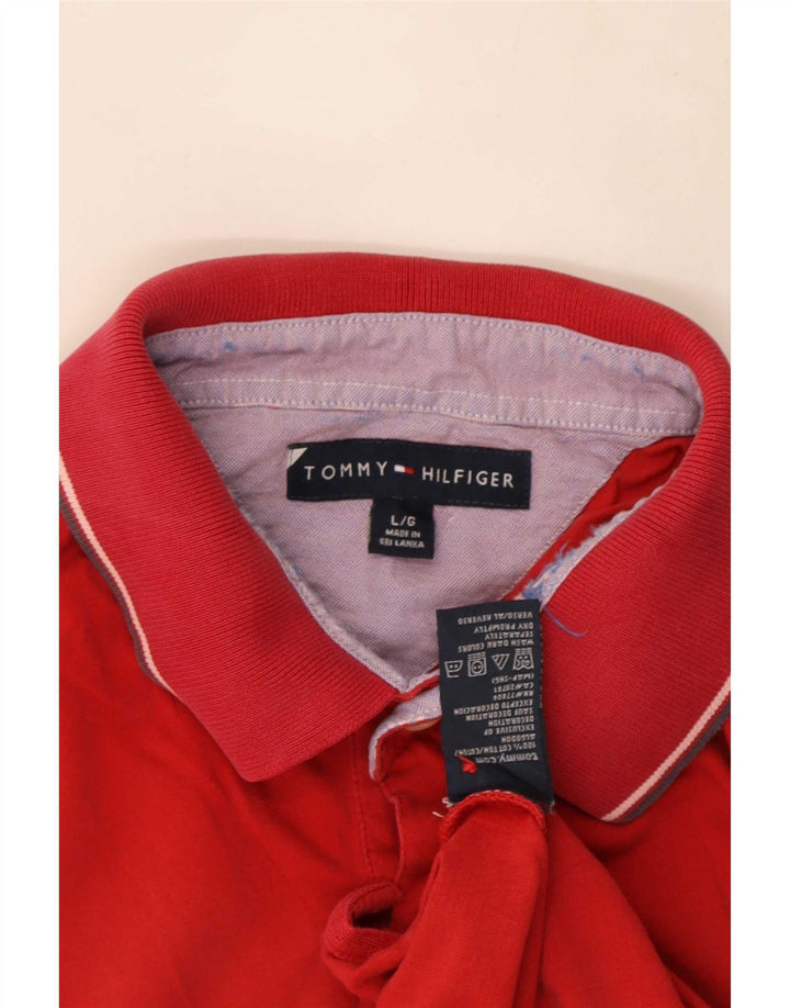 Tricou polo Tommy Hilfiger pentru bărbați, bumbac roșu mare