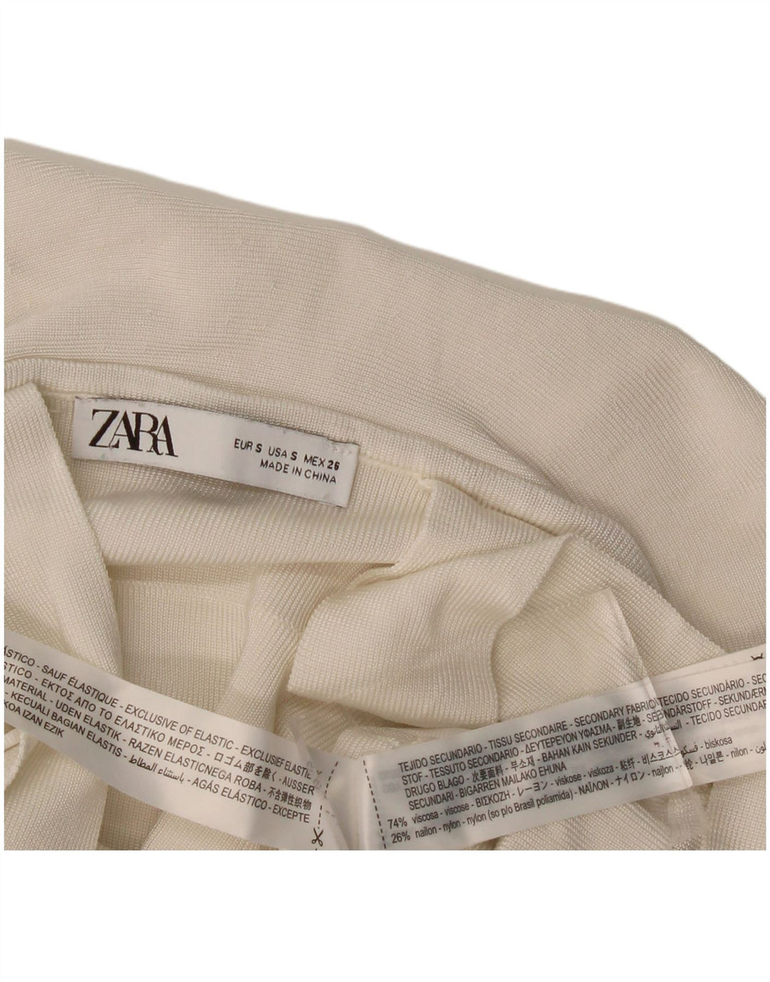 Top pentru femeie Zara Crop Volane în față UK 8 Small din viscoză alb