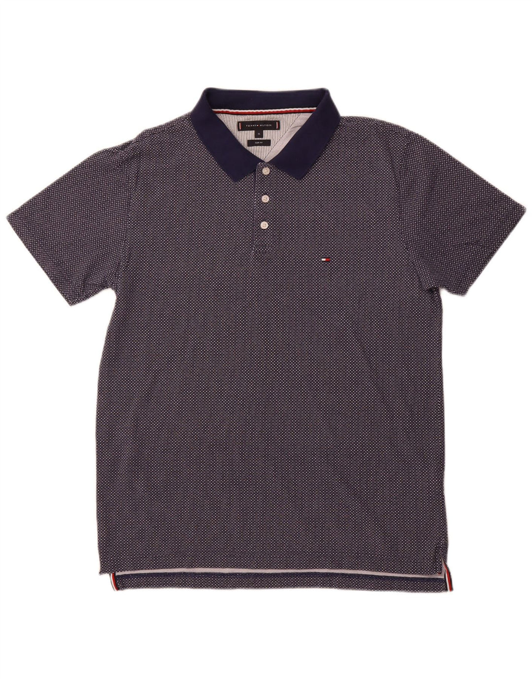 Tricou polo TOMMY HILFIGER pentru bărbați XL, bumbac cu pete, albastru marine
