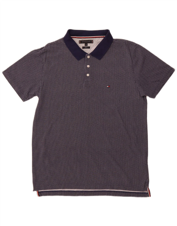 Tricou polo TOMMY HILFIGER pentru bărbați XL, bumbac cu pete, albastru marine
