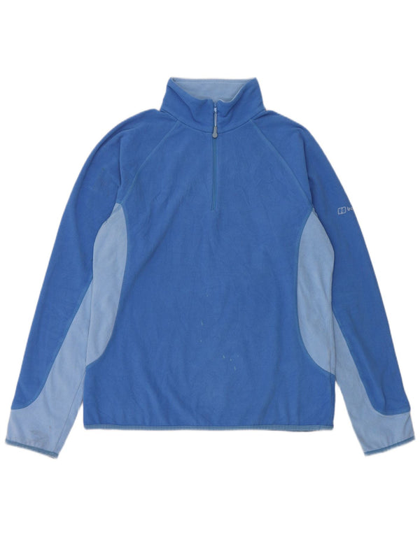 Jumper pentru femei Berghaus, cu fermoar și gât, din lână UK 14, mare, albastru, color block