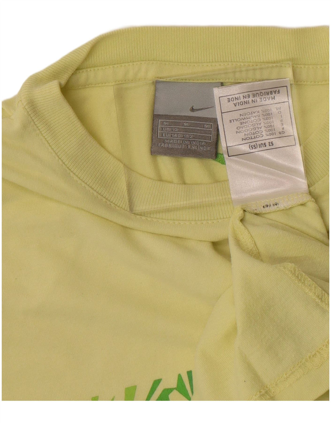 Tricou grafic Nike pentru băieți Top 10-11 ani Bumbac galben mediu