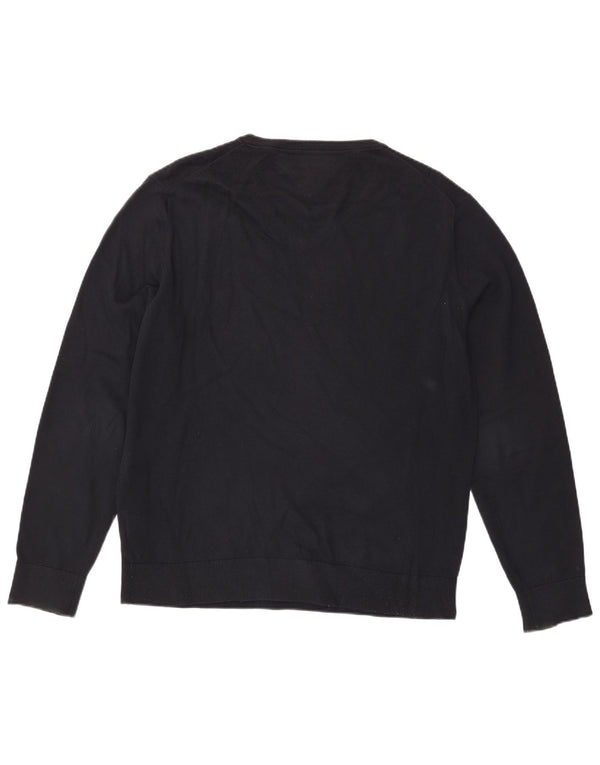 TOMMY HILFIGER Mens V-Neck Jumper Sweater XL Navy Blue Cotton