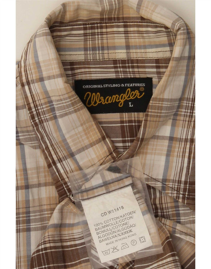 Cămașă pentru bărbați Wrangler, mare, bej, cu carouri din bumbac