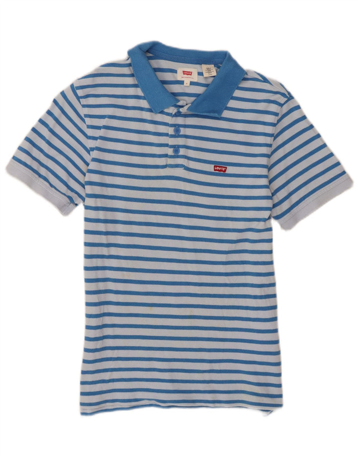 Tricou polo Levi's pentru bărbați, bumbac cu dungi albastre mici