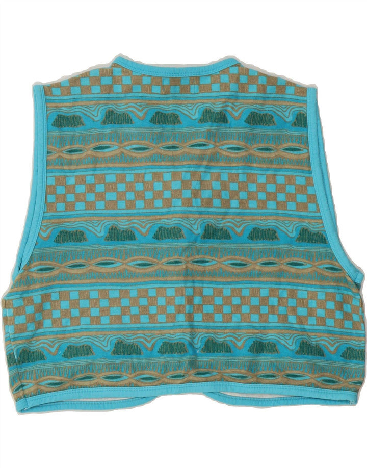 VINTAGE Womens Waistcoat UK 14 Medium Blue Striped Vintage Vintage and Second-Hand Vintage from Messina Hembry 