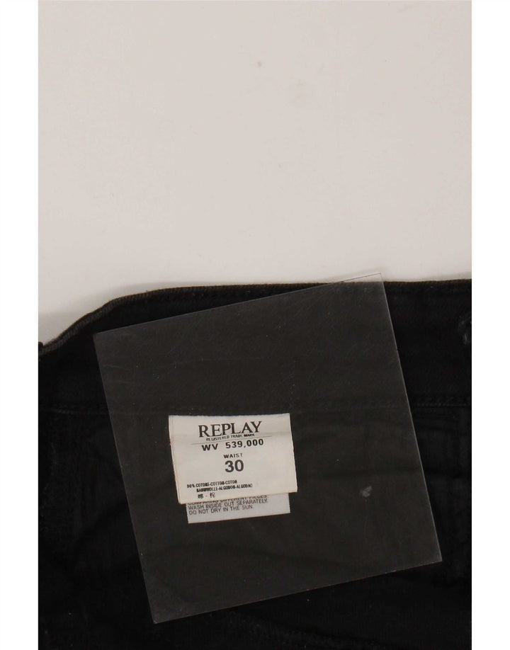 Replay Pantaloni scurți din denim pentru femei, mediu W30, bumbac negru