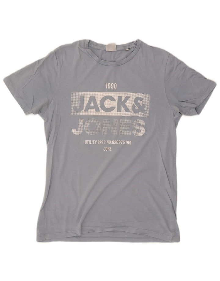 Tricou cu grafic Jack & Jones pentru bărbați Top din bumbac albastru mediu