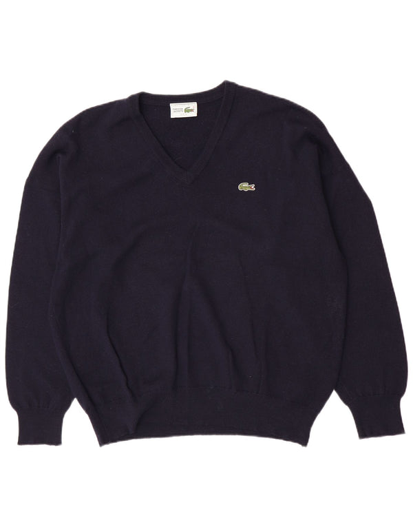 Pulover pentru bărbați Lacoste cu decolteu în V Mărimea 7 2XL Lână nouă albastru bleumarin