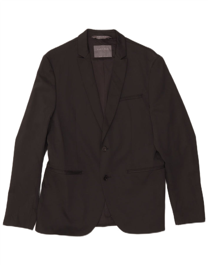 Blazer pentru bărbați Zara cu 2 nasturi EU 50 Poliester mediu negru