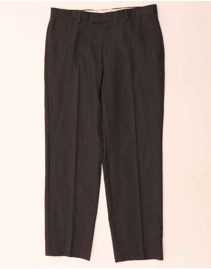 Marks & Spencer Pantaloni de costum drepți croiți pentru bărbați L34 L30 gri