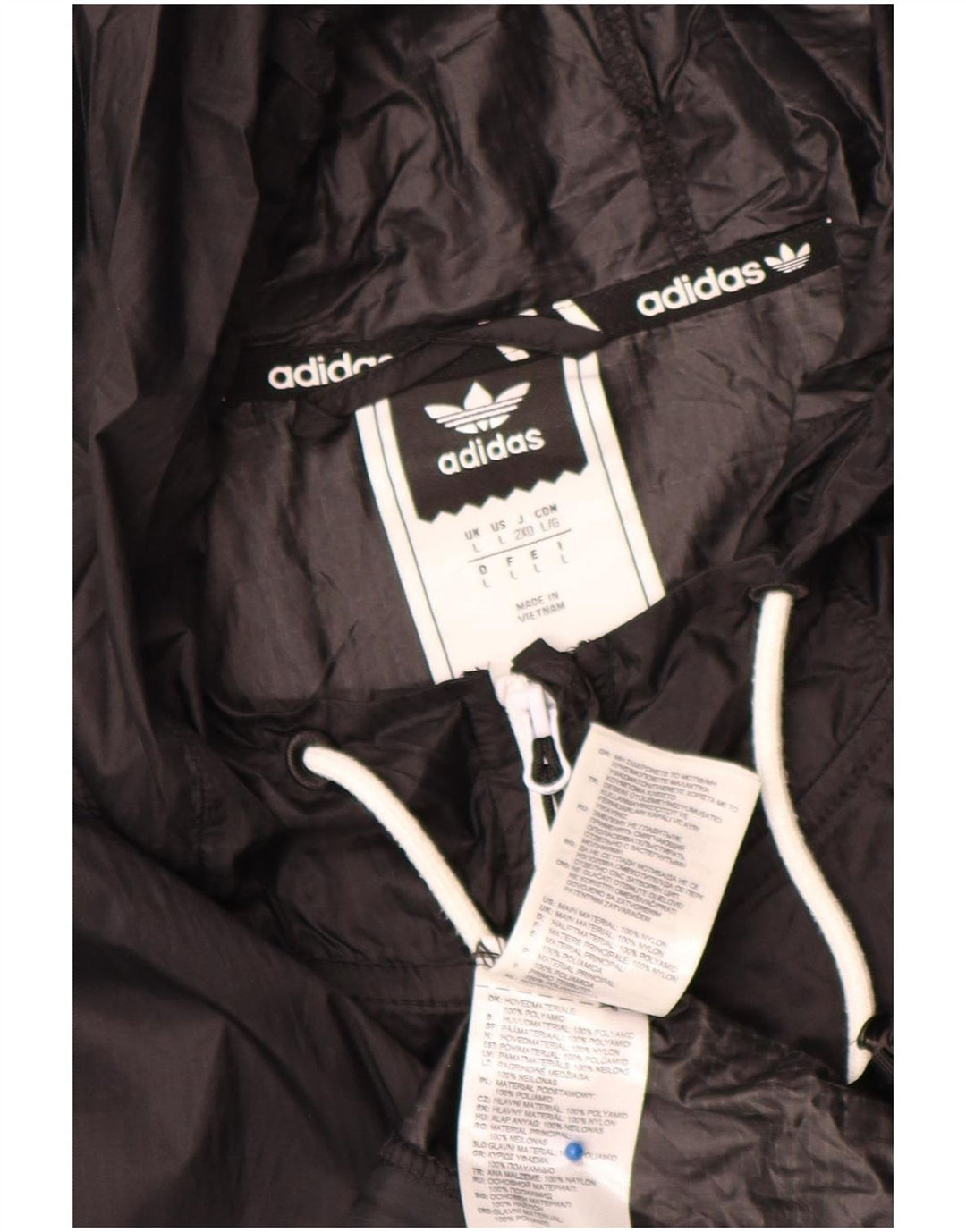Jachetă de ploaie cu glugă pentru bărbați Adidas UK 40, mare, negru, nailon
