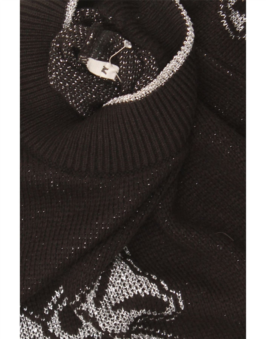 VINTAGE Womens Overshirt Turtle Neck Jumper Sweater UK 14 Medium Black Vintage Vintage and Second-Hand Vintage from Messina Hembry 