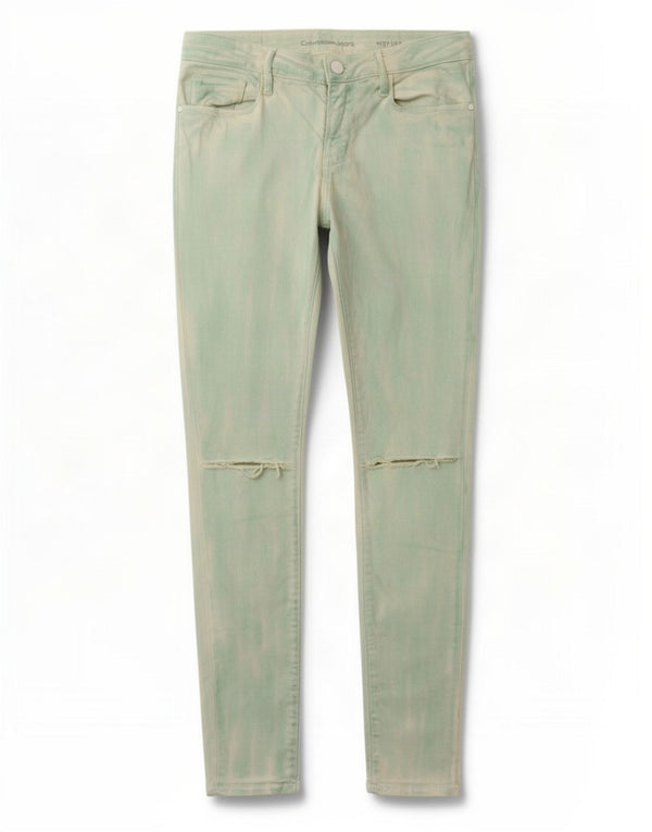 Blugi skinny distressed pentru femei Calvin Klein W27 L32 Turcoaz Tie Dye