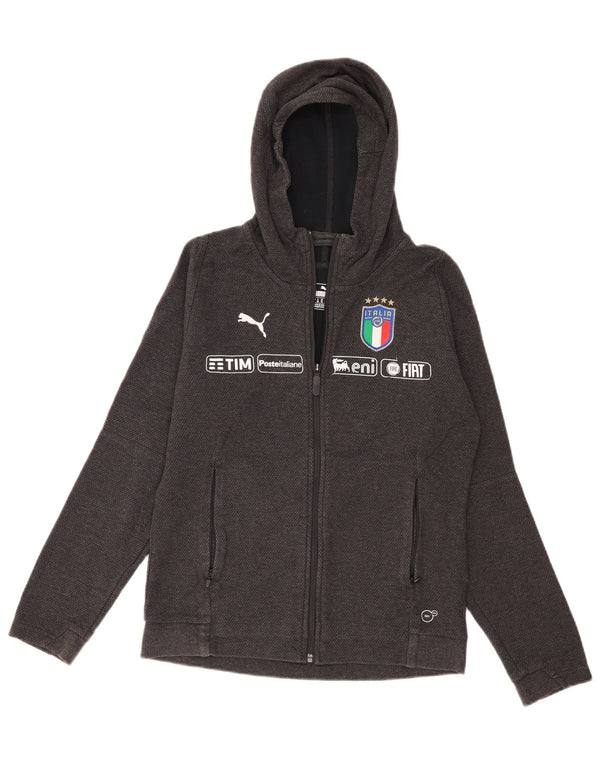 Pulover Puma Italia Graphic Zip pentru femei UK 12, bumbac gri mediu